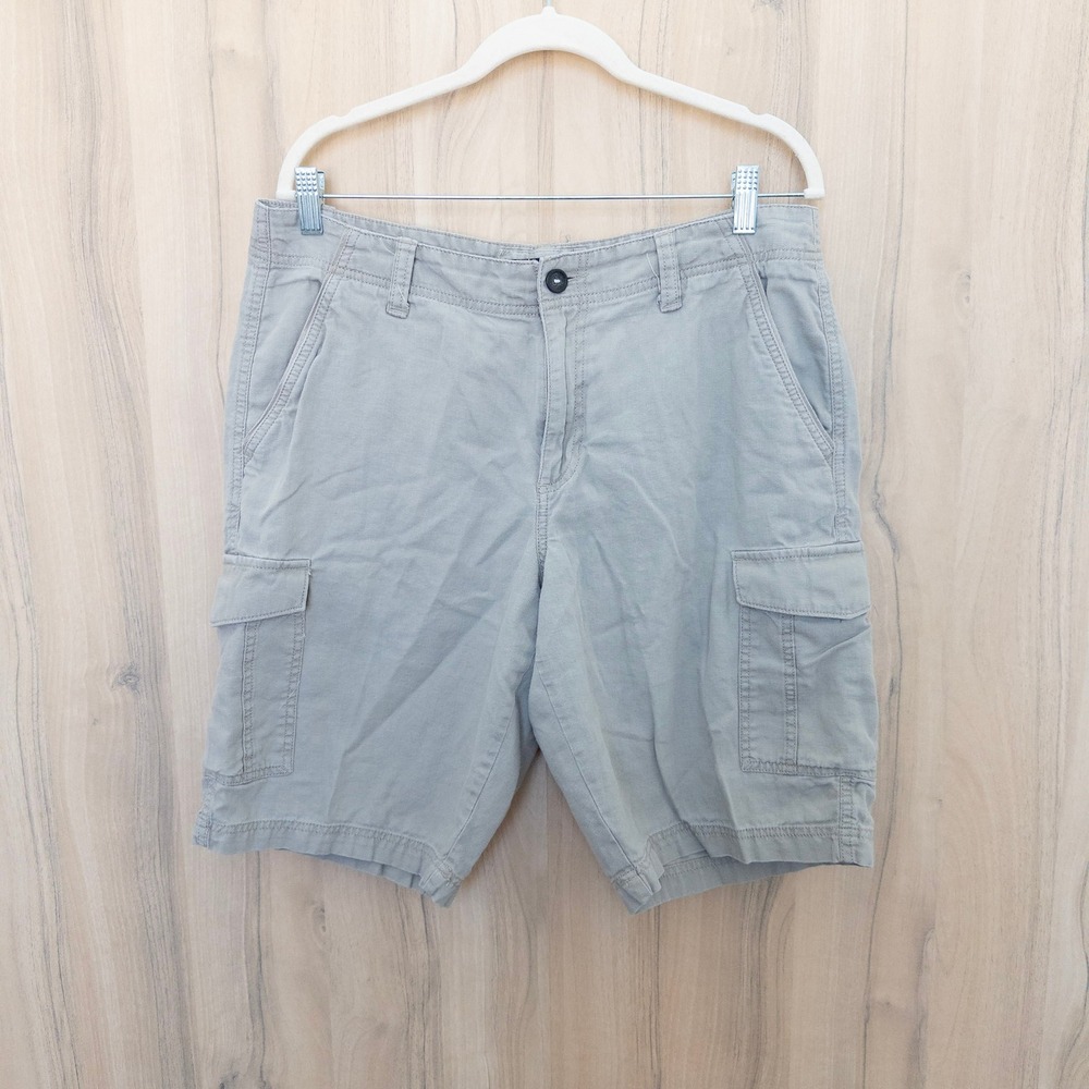 Marc Anthony Mens Linen Cargo Shorts Size 34 Tan Utility Casual Outdoor Coastal